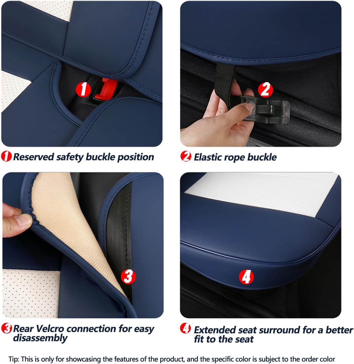 QUYDDC Car Seat Covers Full Set 3D Foam Back Support, 2 Front Seats Universal Fit for Most Trucks,Sedan and SUVs, Waterproof PU Leather Super Breathable, Storage Bags, All Season, Red +White