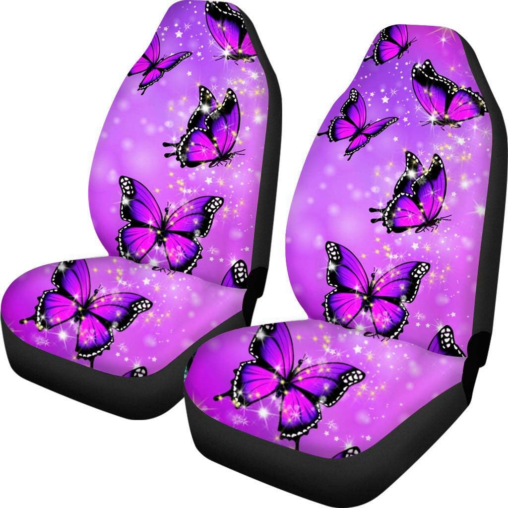 KEIAHUAN Galaxy Owl Car Seat Cover for Women Men, 2 Packs High Back Bucket Universal Fit Auto Seat Covers for Cars, Trucks, SUV, or Van