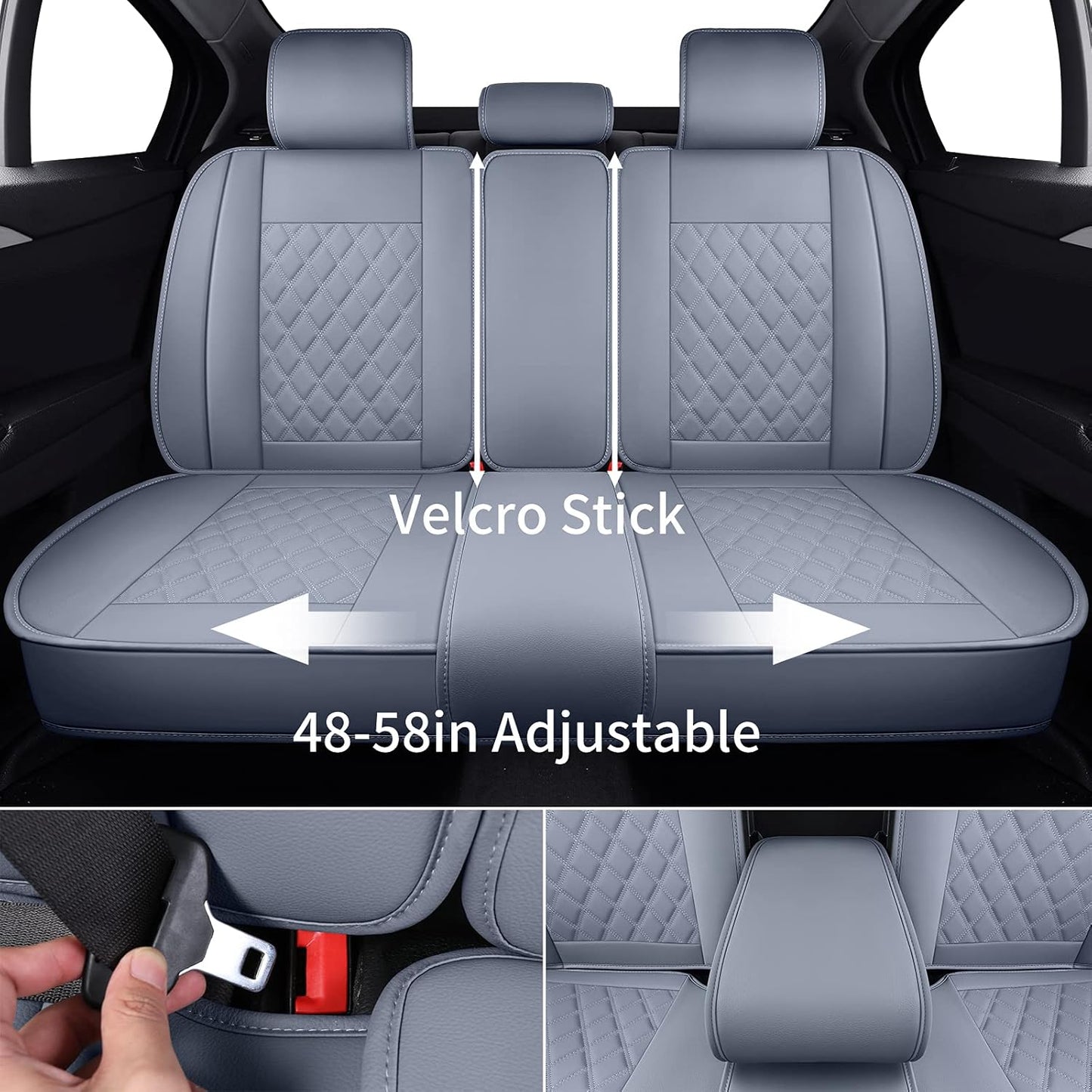 Coverado DJCP03 PVC Seat Covers (Gray, FrontPair)