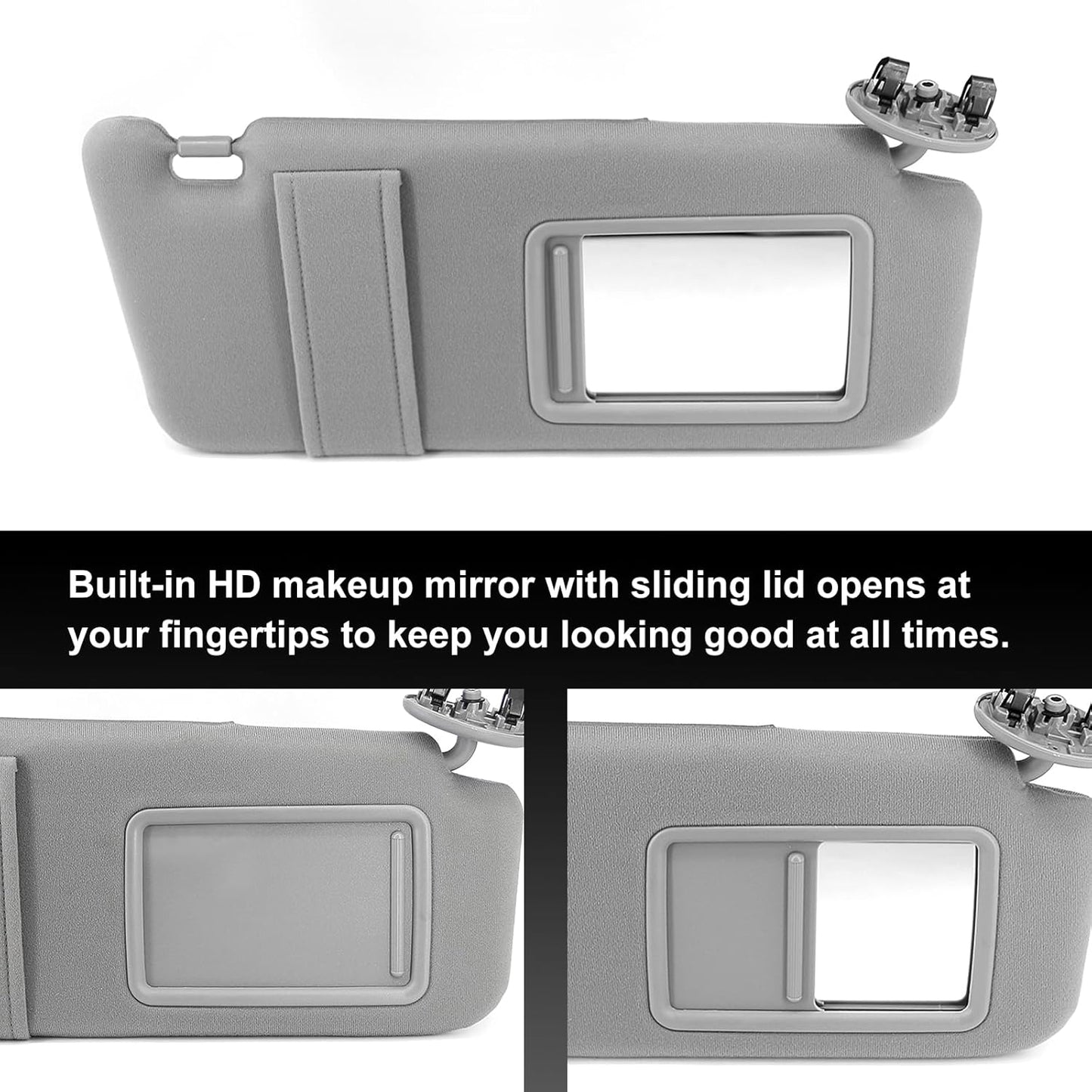 USTAR Light Gray Sun Visor Compatible with Toyota Camry 2006 2007 2008 2009 2010 2011 Without Lights Right Passenger Replaces 74310-06750-B0