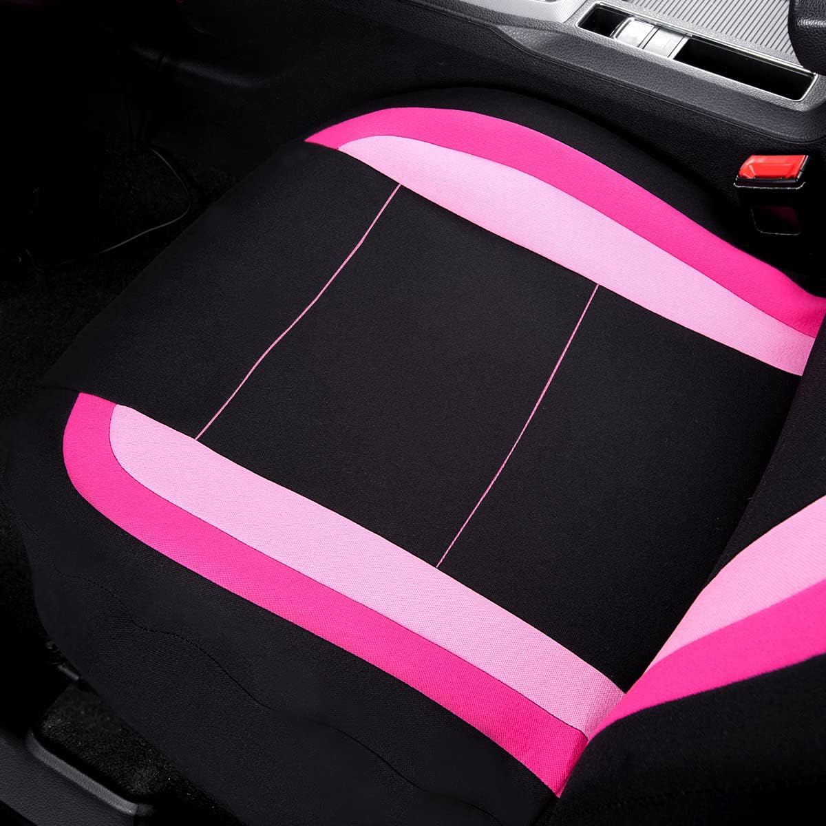 Flying Banner Car Seat Covers Front Seats Rear Bench Polyester Car Seat Protectors Easy Installation Split Rear Bench Classic Man Lady Truck (Comp Set, Pink Black and Light Pink.