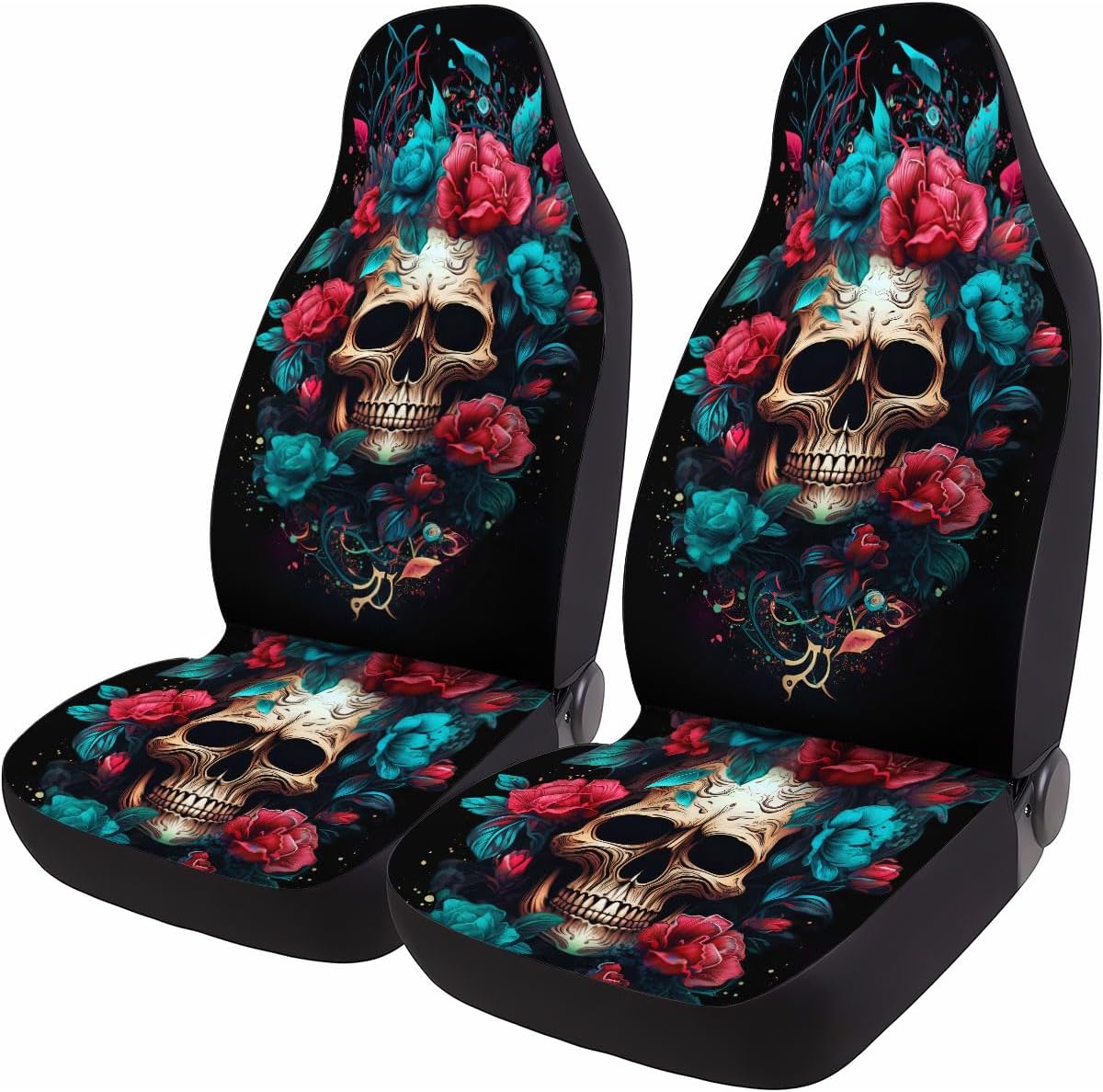 GENANY Cool Gray Wolf Howling Pattern 2 Front Car Seat Covers for Car Truck Sedan SUV, Durable Automotive Seat Covers, Breathable Bucket Seat Covers, Protective Interior Accessory