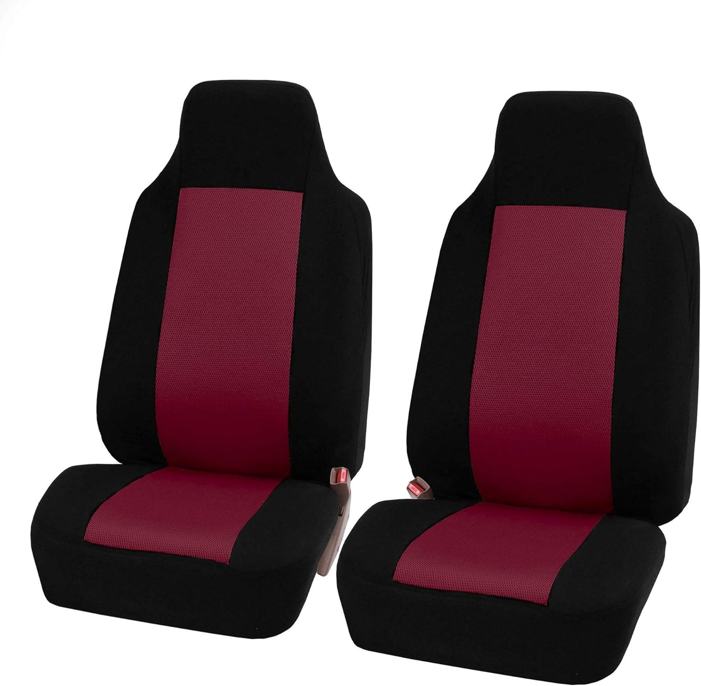 FH Group Fabric Fish Net Stitching Seat Covers W. 2 Rear Headrests and Solid Bench