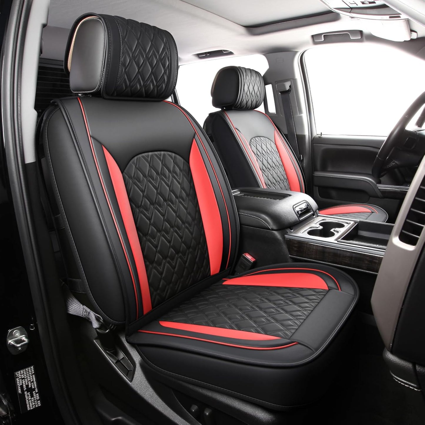 JOJOBAY Chevy Silverado Seat Covers,Leather Seat Covers for GMC Sierra,Custom Fit 2007-2025 1500 2500HD 3500HD Crew Double Extended Regular Cab,LT LZT RST Trail Boss(Front Pair,Black)
