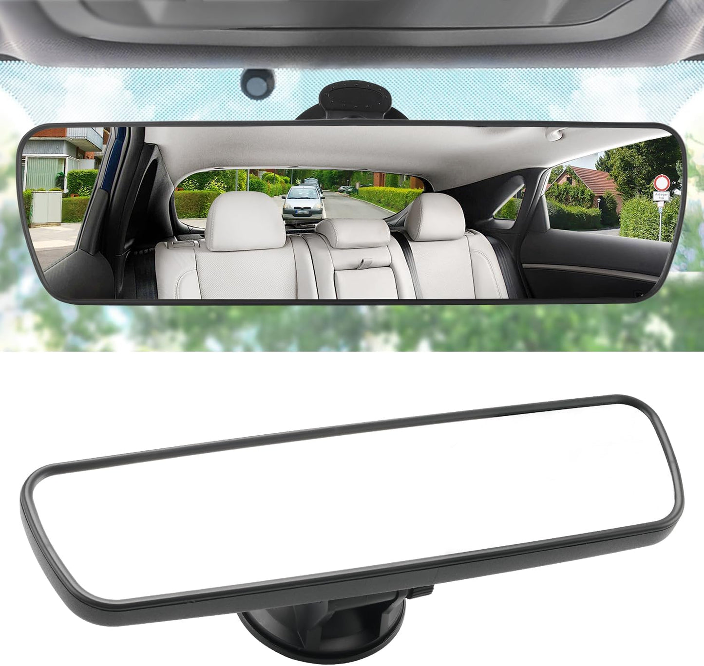 LivTee Anti Glare Rear View Mirror 12.4''(312mm), Wide Angle Panoramic Convex Curve Rearview Mirror Clip on Original Mirror to Eliminate Blind Spot and Antiglare for Cars SUV Trucks