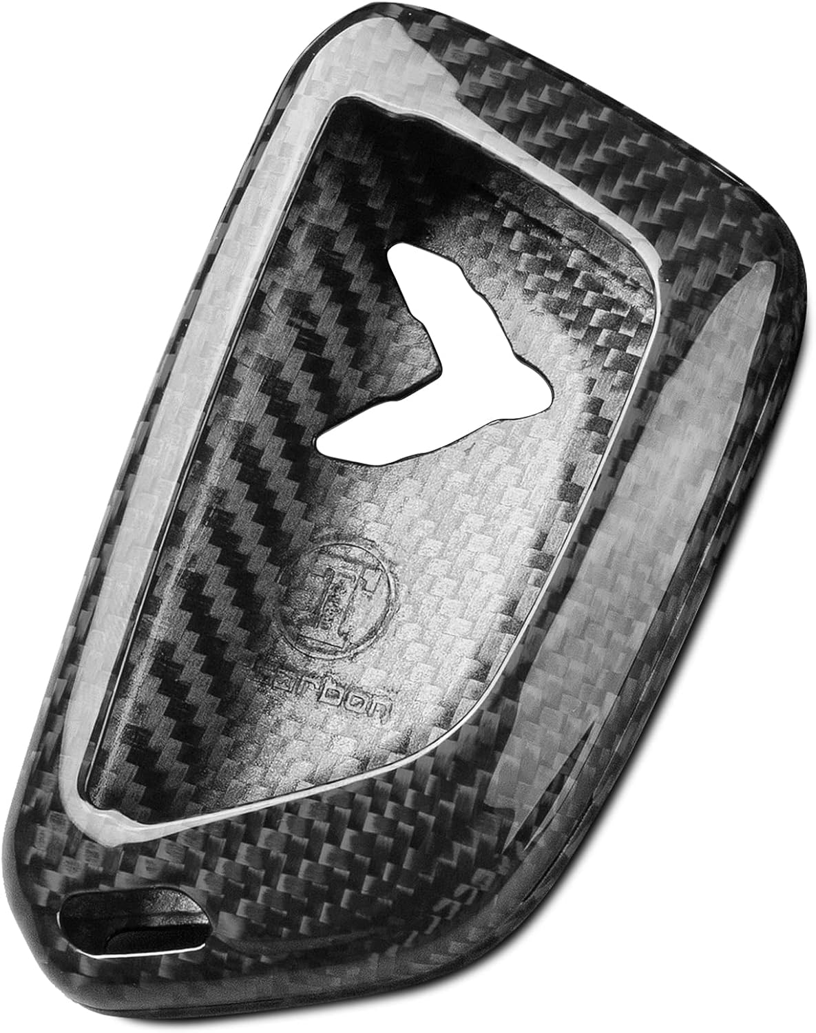 Real Glass Fiber Key Fob Cover Compatible with Corvette C8 Key Fob Case T-carbon Key Fob Protector Compatible with Stingray Corvette C8 2020-2025 Smart Key Case,Silver Black