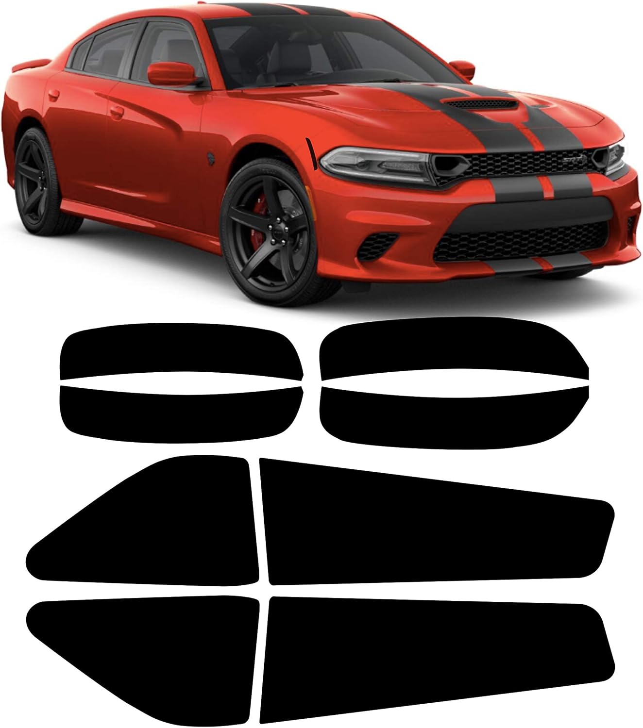 Aggressive Overlays for 2015-2021 Dodge Charger Package Deal - Tail Light - Front & Rear Tinted Side Marker Light Overlays | Precut Smoked Vinyl Tint Film Black Out Dark Smoked (20% Package Deal)