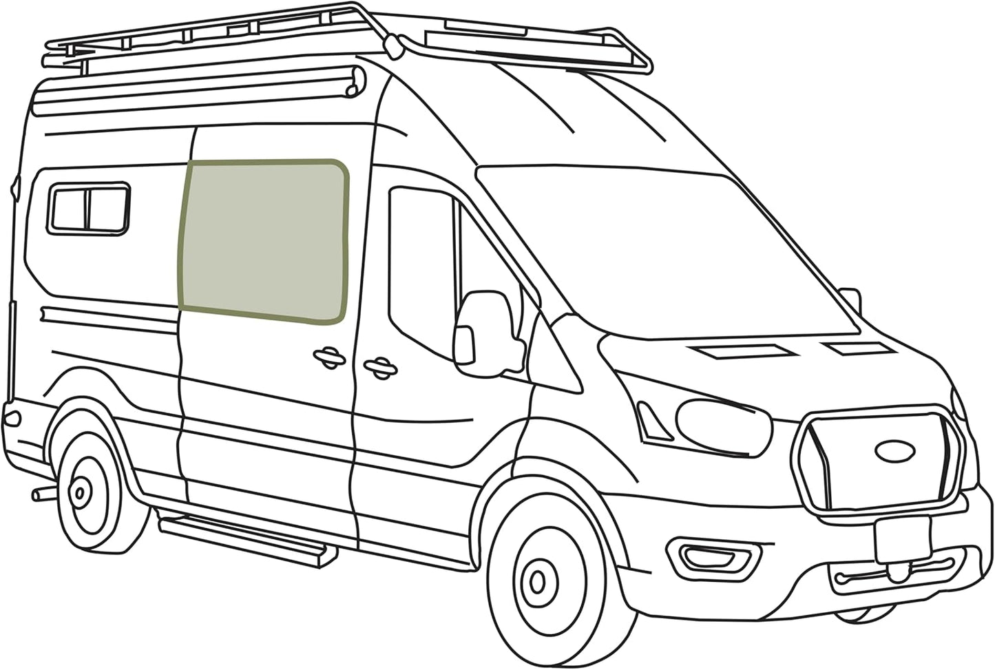 VanEssential Insulated Blackout Crew Window Cover Designed for Ford Transit Van Year 2015 to Current with NO Plastic Trim - Cool Gray