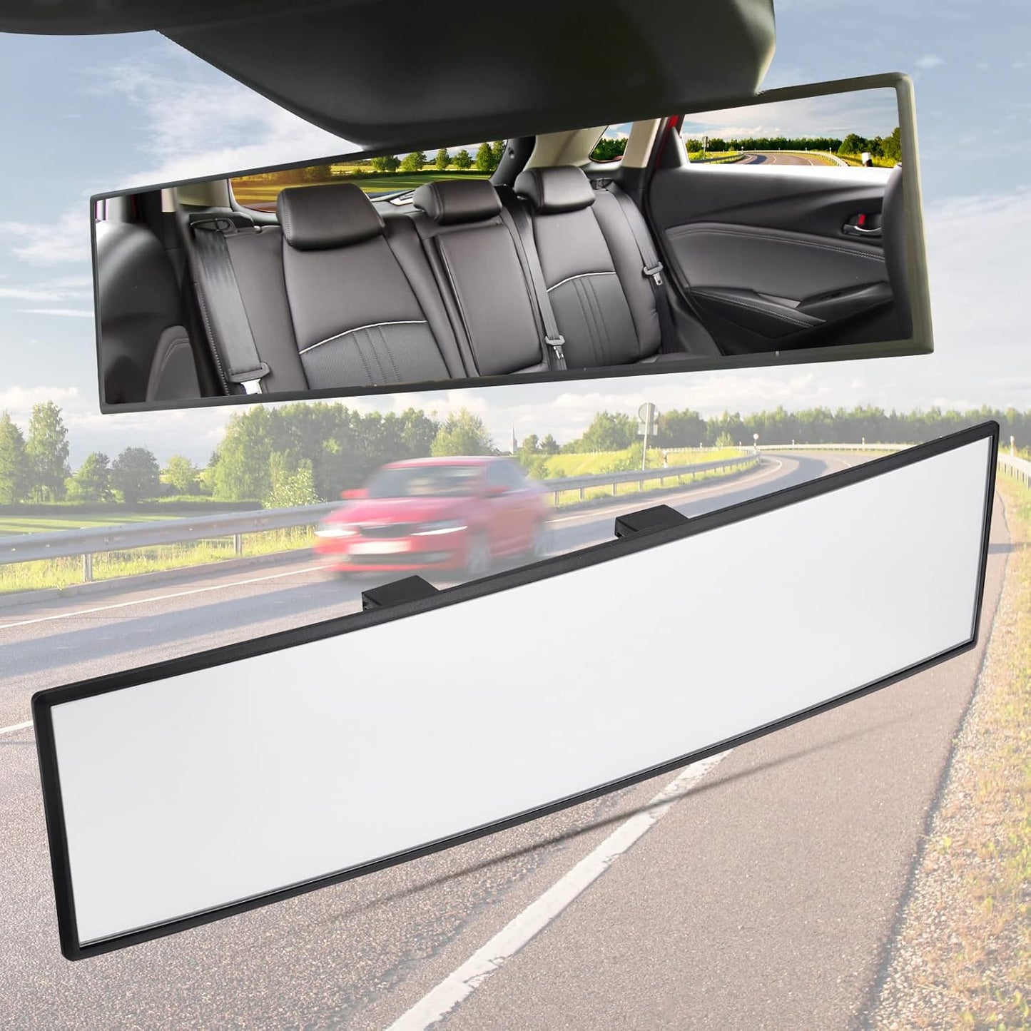 JOYTUTUS Rear View Mirror, Universal 11.81 Inch 2 Pack Panoramic Convex Rearview Mirror, Interior Clip-on Wide Angle Rear View Mirror to Reduce Blind Spot Effectively for Car SUV Trucks -Blue