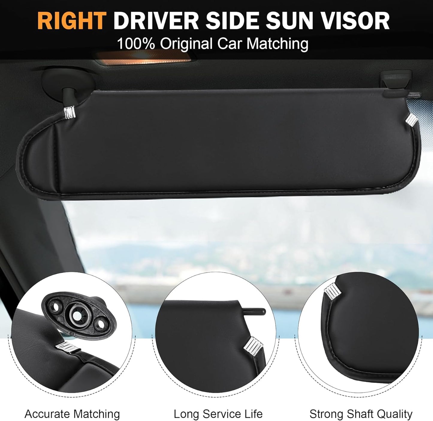 TadaMark Right Passenger Side Black Sun Visor for Jeep Wrangler TJ 1997 1998 1999 2000 2001 2002 Sunvisor Replacement