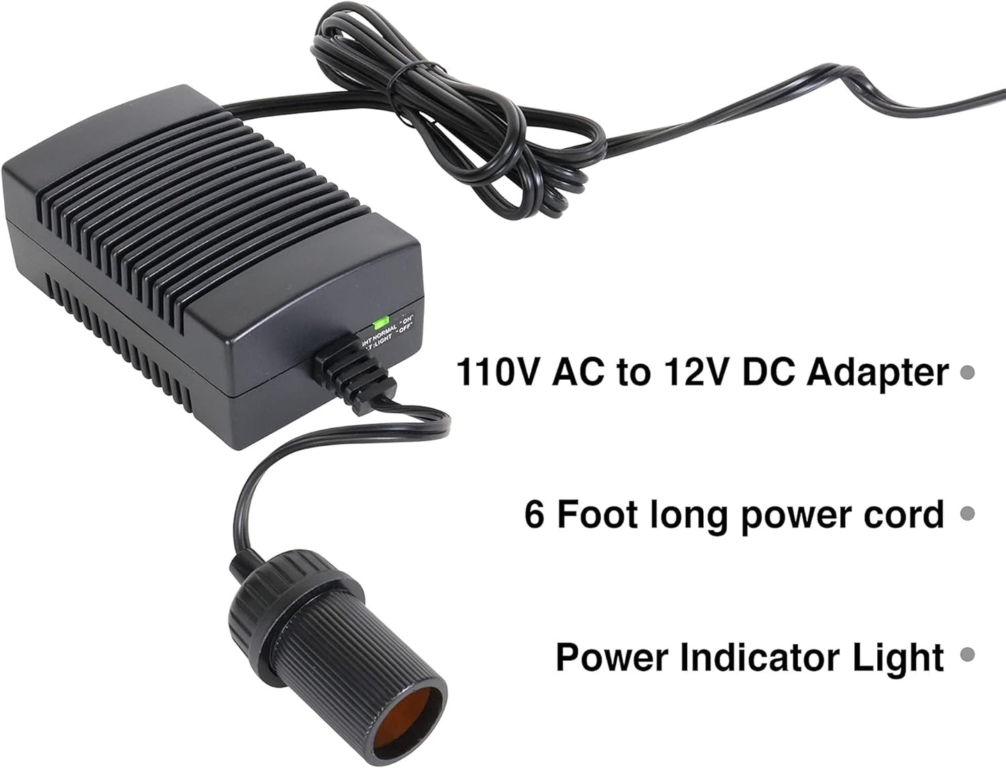 Koolatron Power Adapter - 12V 5A Converter for Car Fridge, Portable Devices, Vehicle Supplies, Replacement Cable, Extender Charger, Wall Outlet, Transformer for Cooler, 110V AC to 12V DC