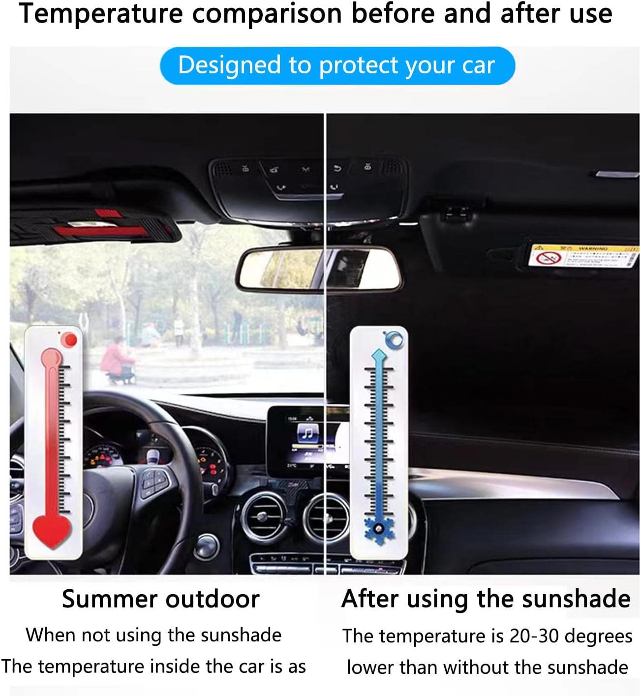 Fits Ford Raptor F150 17-21, Windshield Sun Shade, Car Windshield Folding Sun Shade, Black Windshield Sun Shade, Car Sunshade