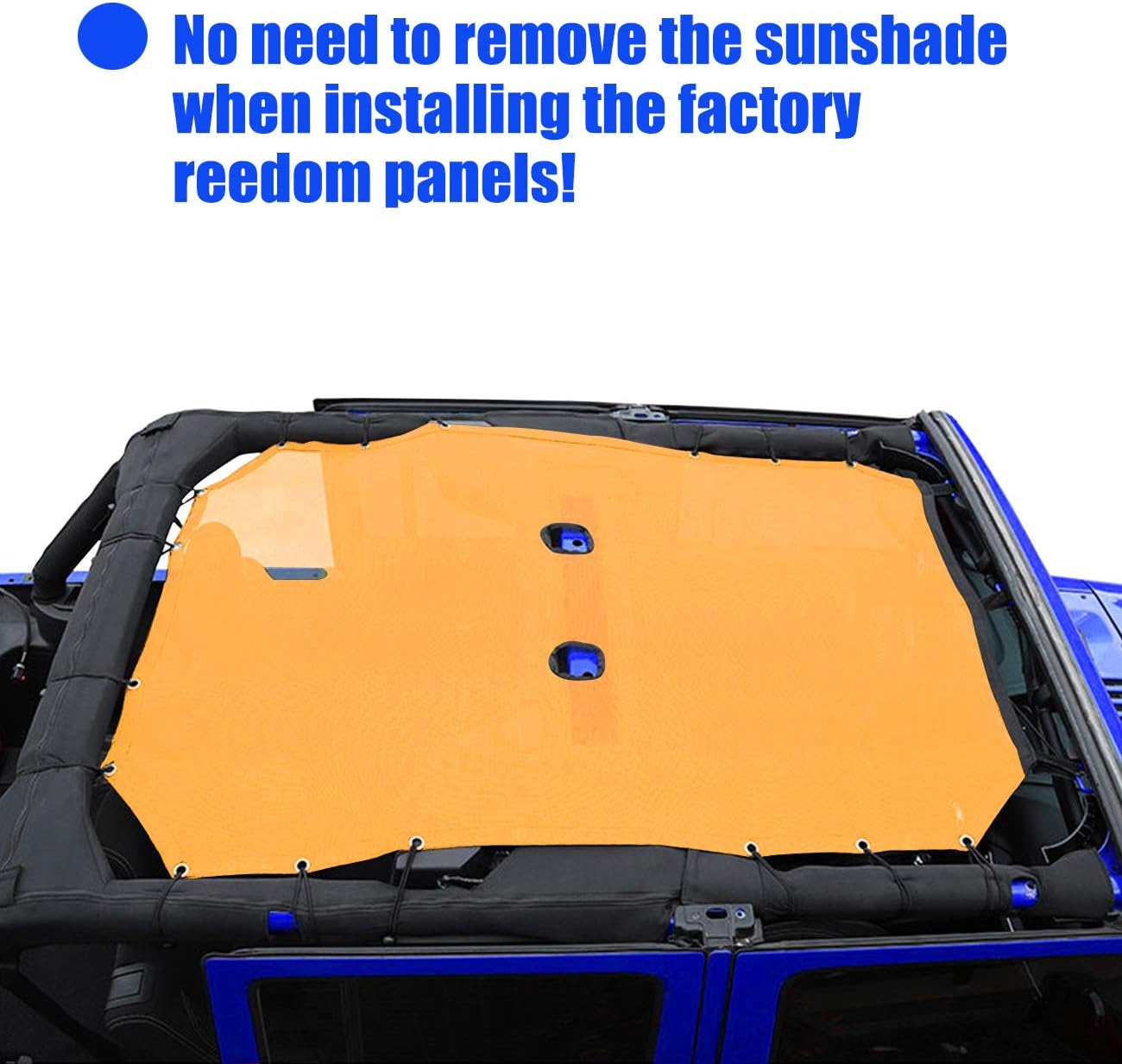 ROMASO Sunshade for Jeep, Sunshade for Jeep Wrangler JK JKU(2007-2017) Mesh Top Cover,Sunshade 4-Door, Mesh Sun Shade,Mesh Top 4 Door,Blocks UV, Wind, Noise (Yellow)