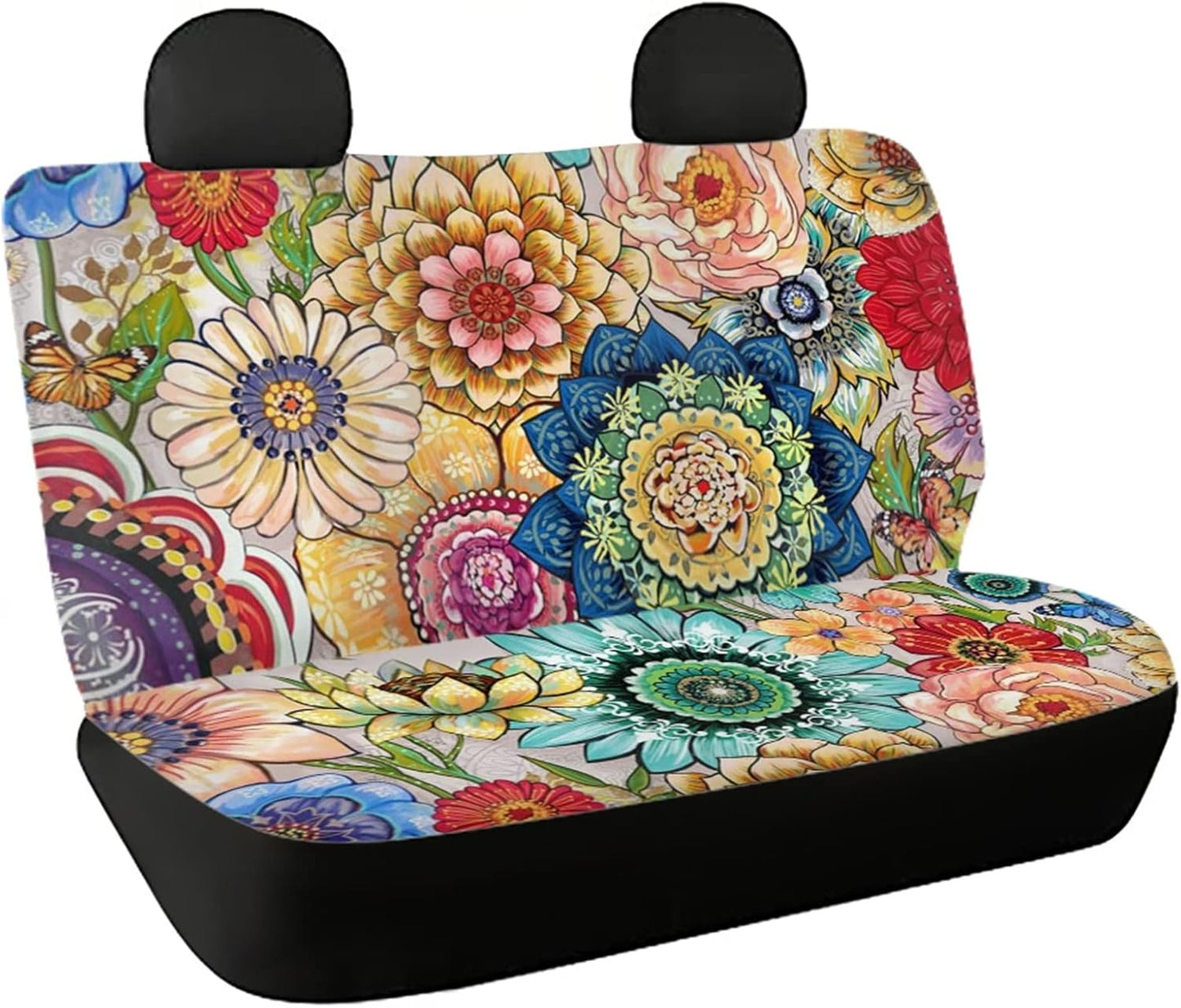 AFPANQZ Cowhide Milk Cow Print Car Rear Bench Protective Seat Cover - Brown, Polyester Fabric, Universal Fit, Full Wrap, Dust-Proof - For Trucks, Vans, SUVs