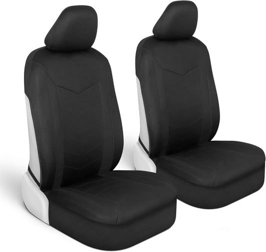 Motor Trend SpillGuard Seat Covers for Cars Trucks SUV – Black Seat Covers with Waterproof Neoprene Lining, Automotive Car Seat Covers for Front Seats Only, Forros para Asientos de Carro