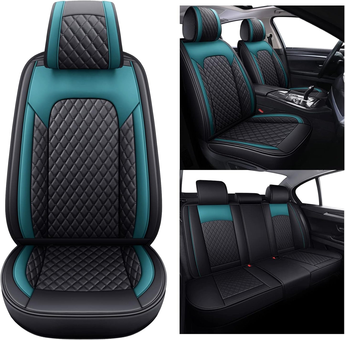 Aierxuan Front Seats Covers Waterproof Leather Cushion Universal for Toyota Rav4 Kia Sorento Tucson Pilot HRV Ridgeline Odyssey Chr Ford Ranger Edge Infiniti (2 PCS Front, Black-Red)