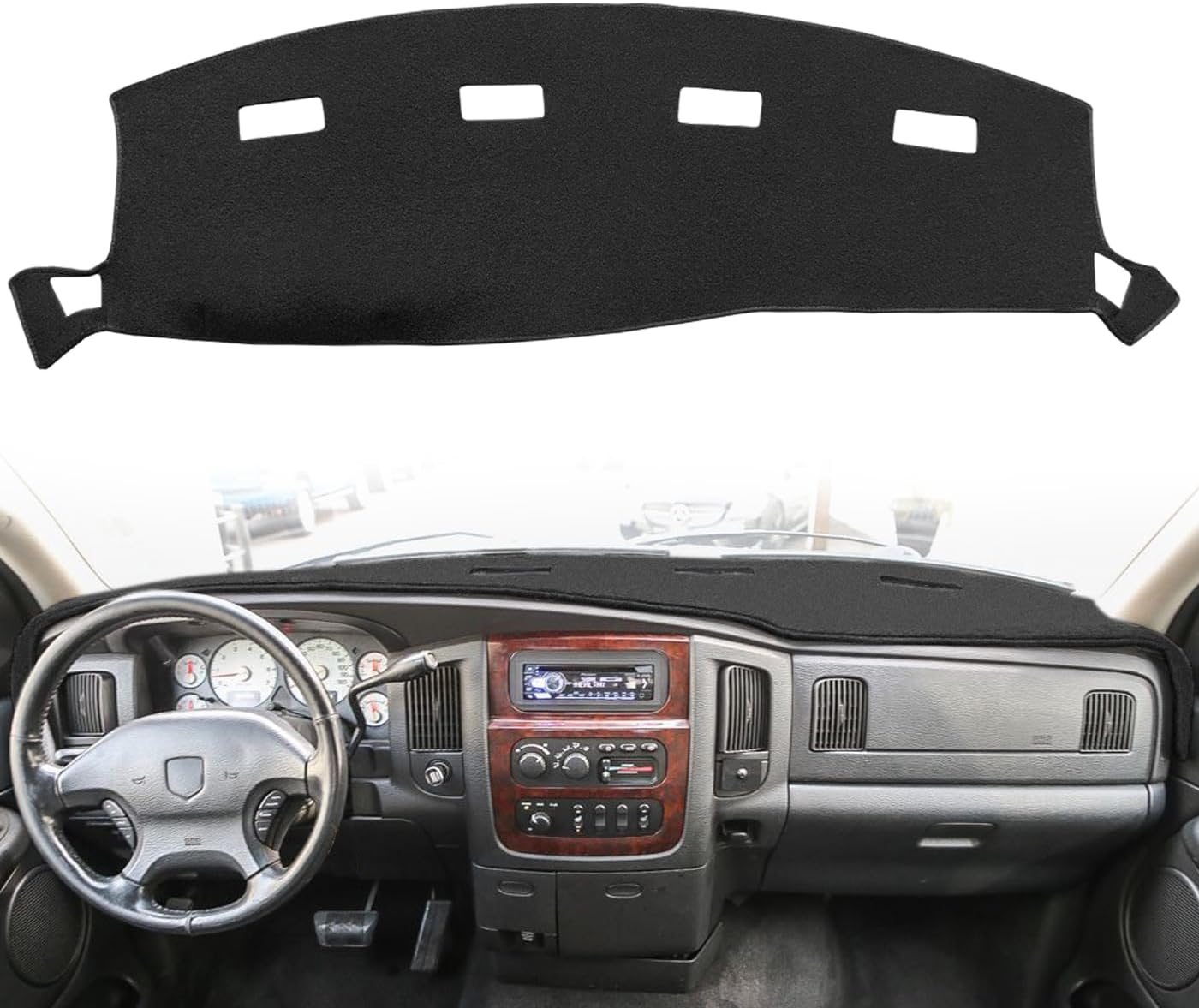 Yiz Dash Cover Dashboard Cover Mat Pad for Dodge Ram 2002 2003 2004 2005 (02-05 Black) Y22