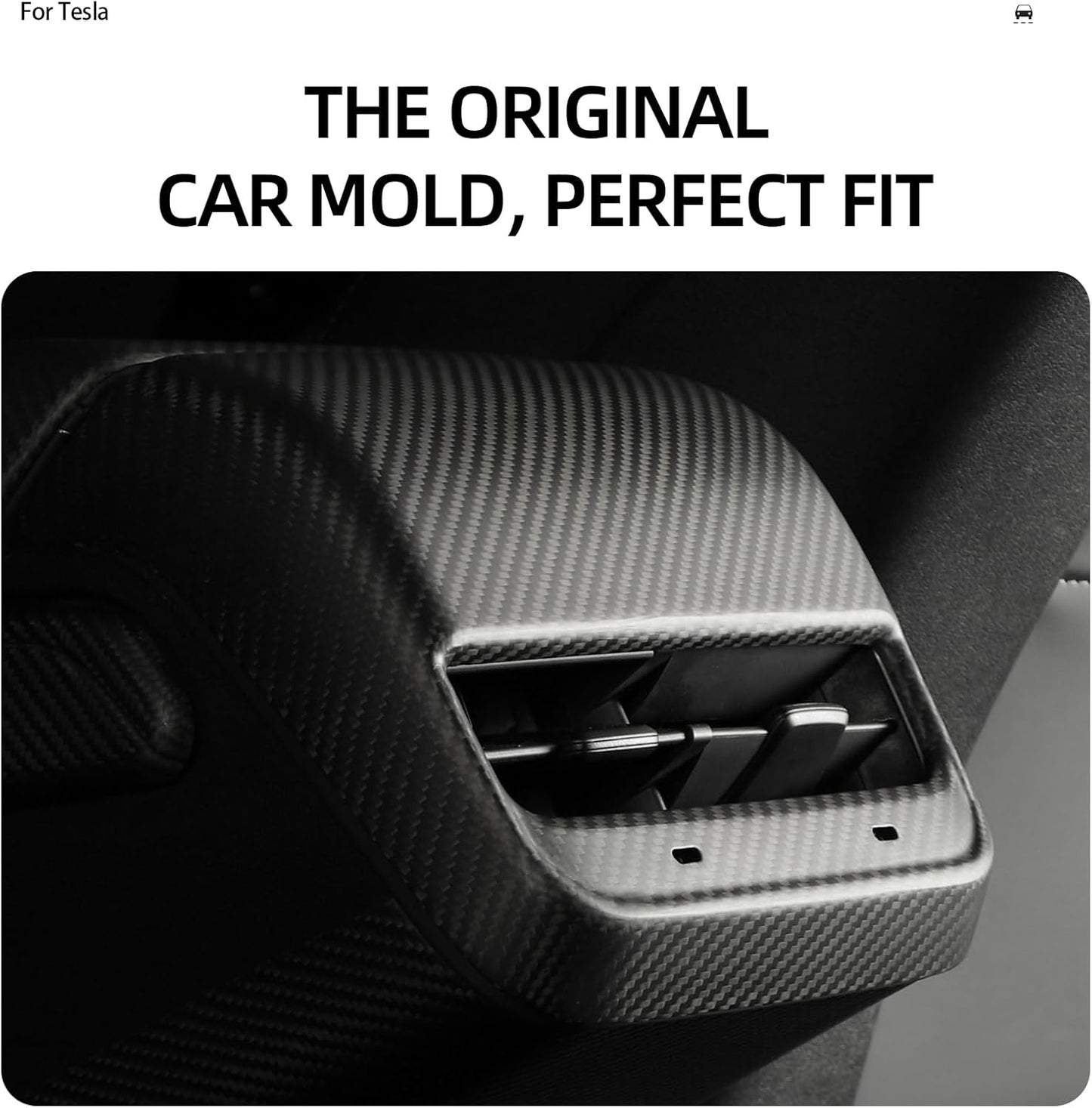 for Tesla Model 3 Y 2022 Dry Carbon Fiber Rear Row Air Outlet Trim Interior Accessories (Matte Carbon)