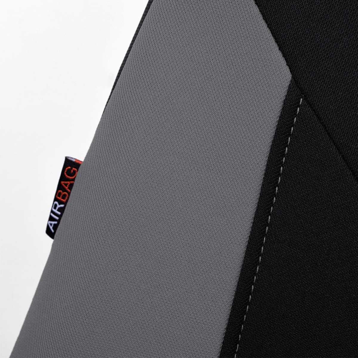 Flying Banner Car Seat Covers Full Set Protectors Fabric Sporty Color Black Gray Red Purple Orange Rear Bench Split SUV Truck (Gray)