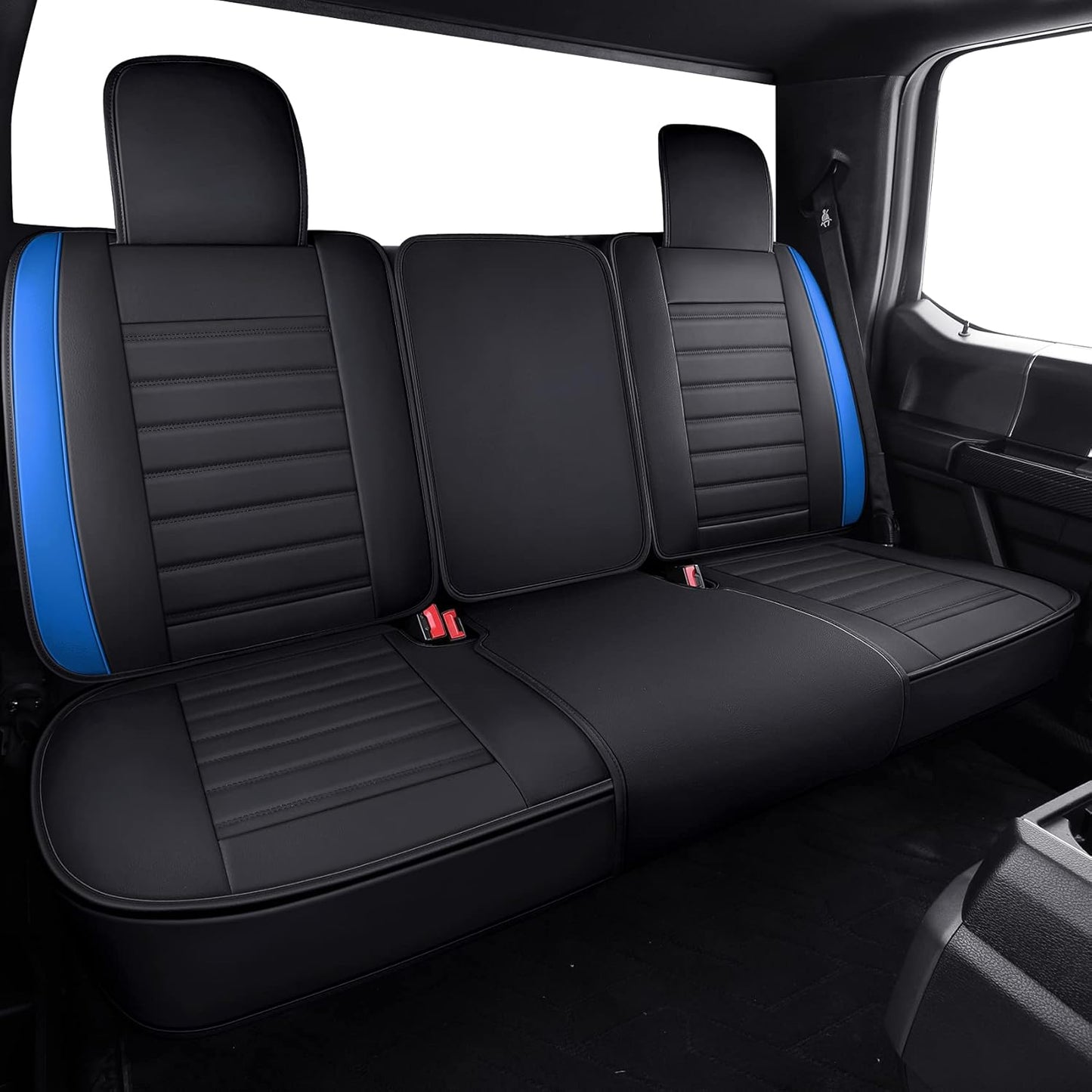 YIERTAI Seat Covers Compatible with Ford F150 for 2009-2023 2024 2025 F-150 2017-2025 F250 F350 F450 King Ranch Supercrew Crew Cab Limited Lariat Truck Leather TSWKM Style(2 PCS Front/Black-White)