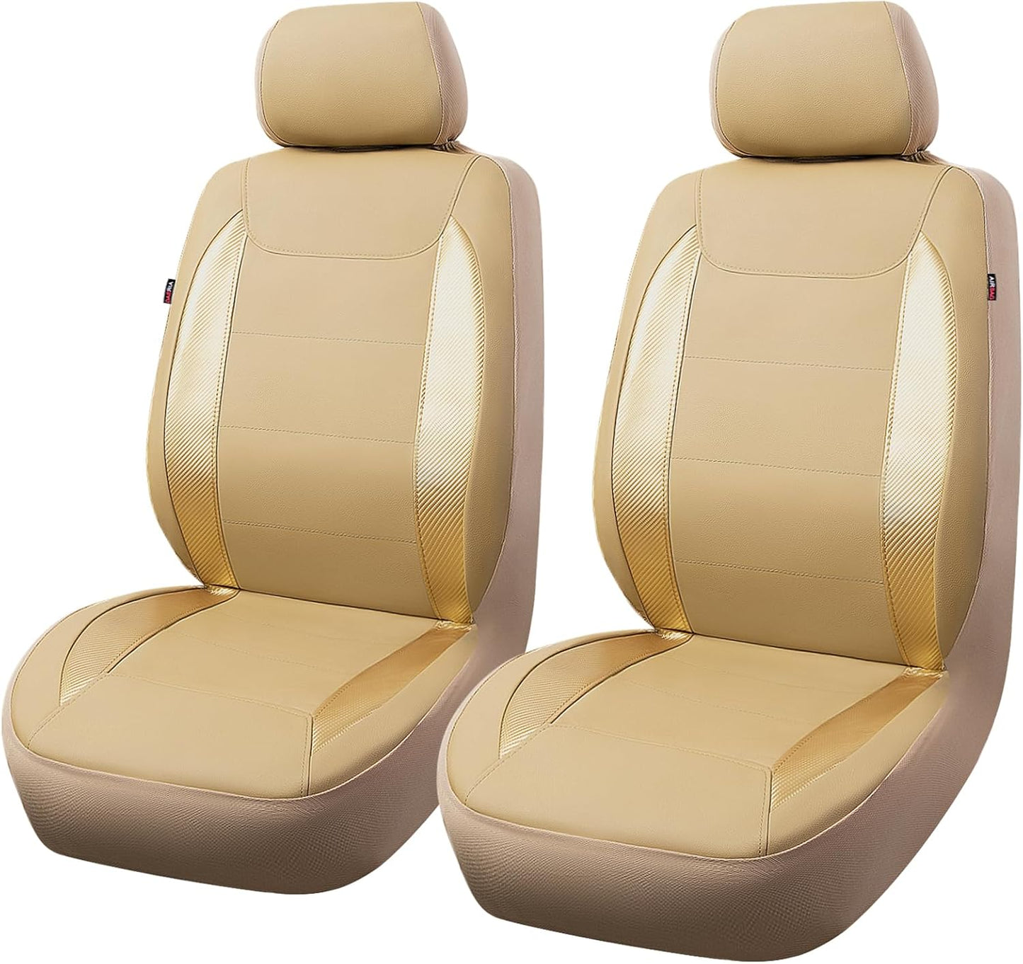 Flying Banner car seat Covers Protects Water Proof Faux Leather Carbon Fiber Front and Rear Bench (Black Black, Full Set - 9PCS)