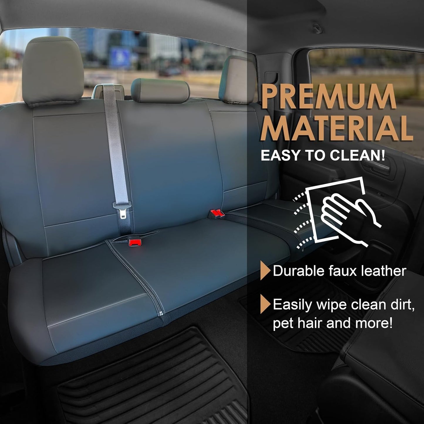 X Truck Accessories Universal Truck Bench Seat Cover; Fits All Full-Size Silverado F-150 Ram Sierra Titan Tundra Pickup Trucks; to Fit Folding, Split Bench or Standard Bench Seat; Faux Leather, Black