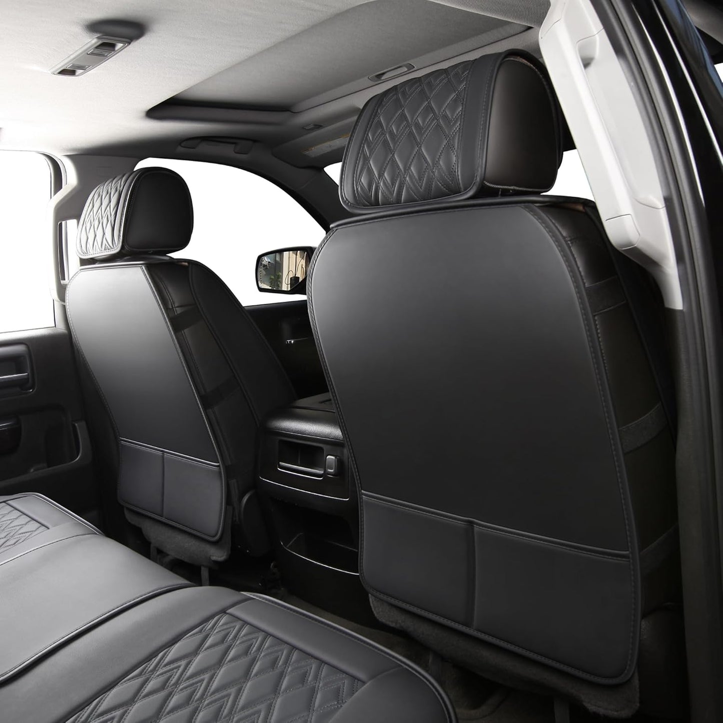 JOJOBAY Chevy Silverado Seat Covers,Leather Seat Covers for GMC Sierra,Custom Fit 2007-2025 1500 2500HD 3500HD Crew Double Extended Regular Cab,LT LZT RST Trail Boss(Front Pair,Black)