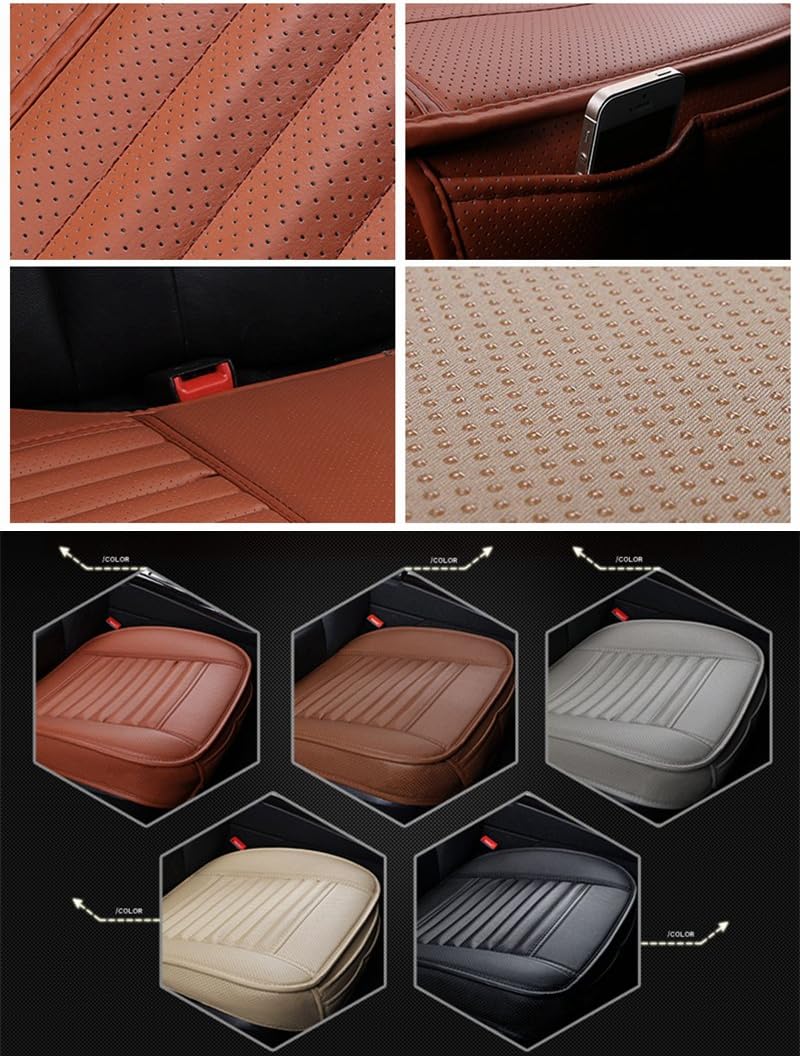 HCMAX Car Interior Seat Cushion Cover Edge Wrapping Pad Mat for Auto Car Supplies PU Leather [Without Backrest] Brown 3 Pack