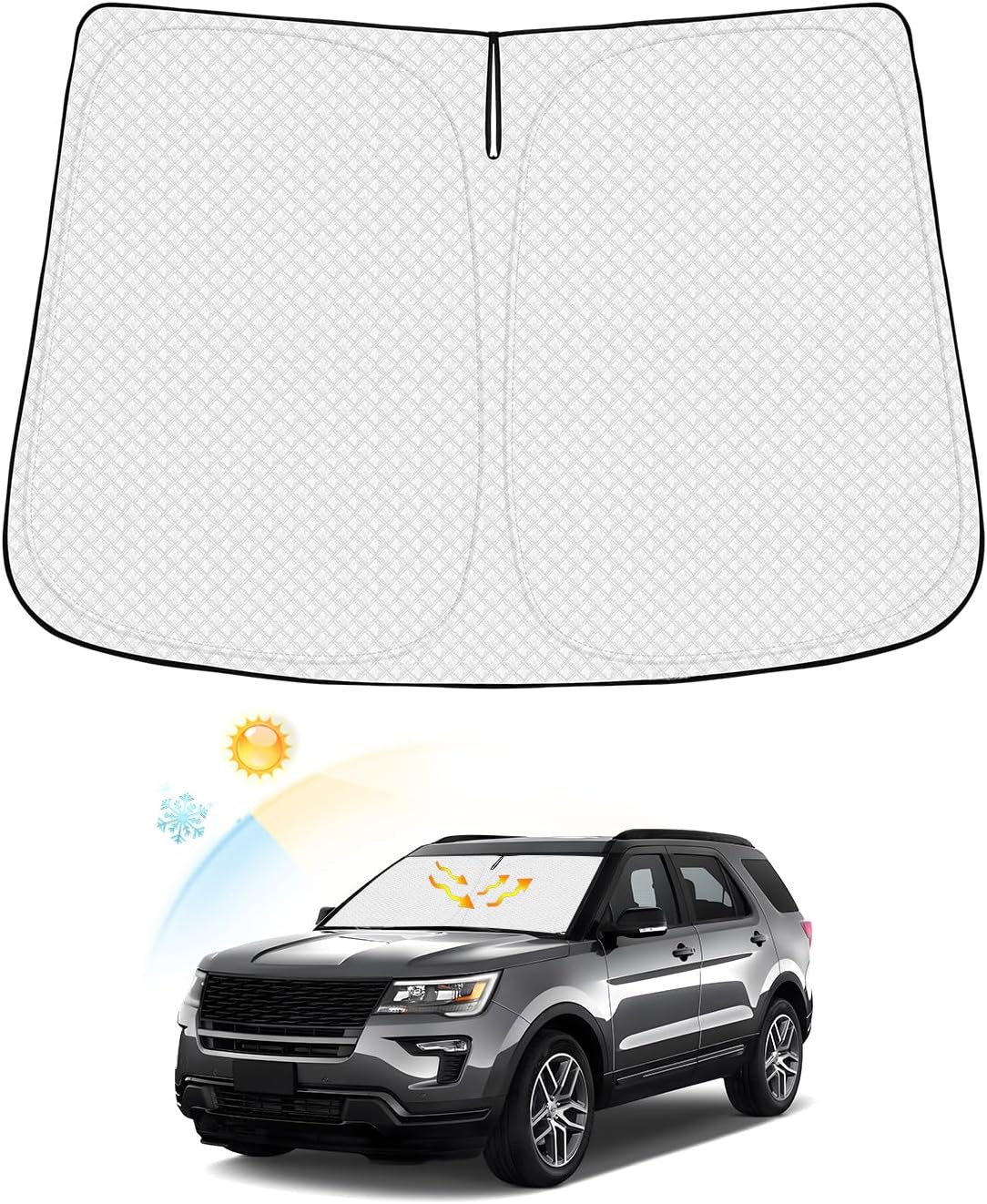 Canvcle Windshield Sun Shade for 2022-2024 2025 Kia Carnival Accessories Thicken 6-Layer Front Window Sunshade Cover Sun Visor Protector Foldable Block UV Rays Keep Vehicle Cool