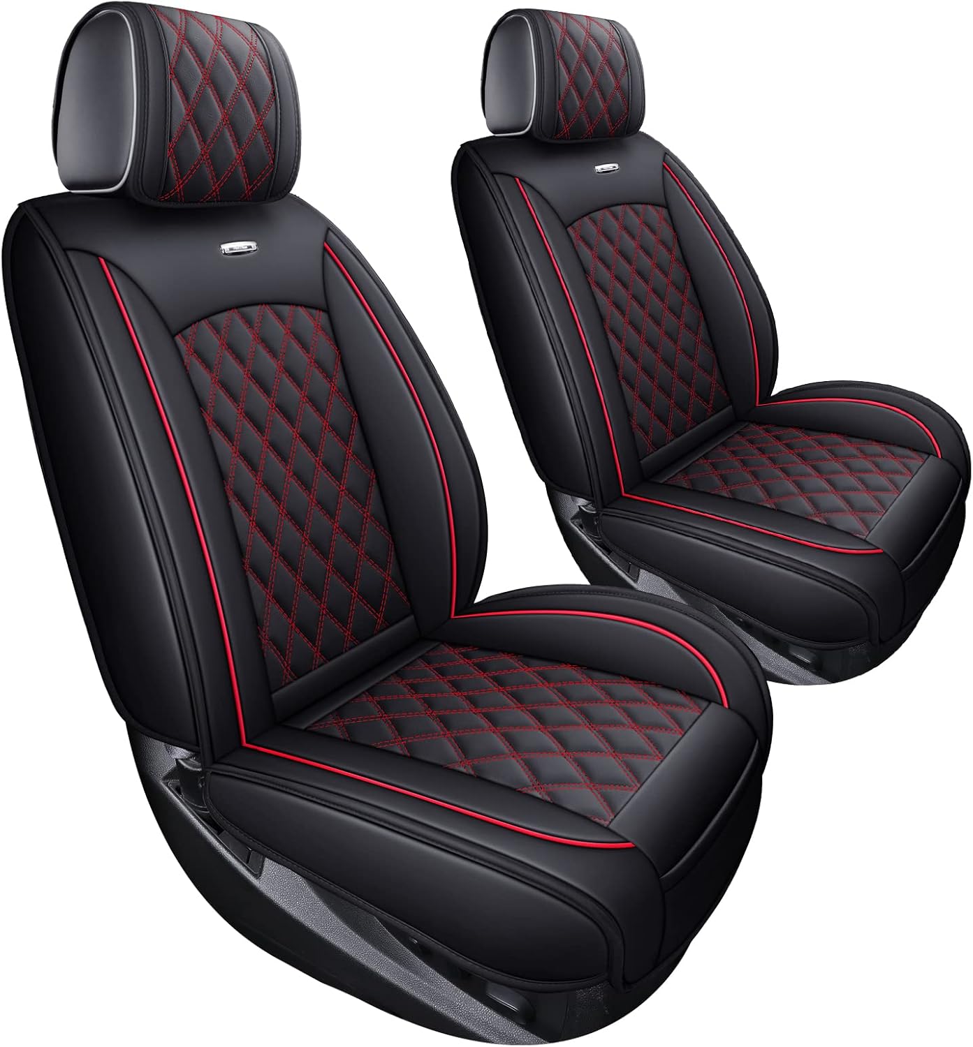 Aierxuan Chevy Silverado GMC Sierra Seat Covers Custom Fit 2007-2025 1500 2500HD 3500HD Crew Double Extended Cab Waterproof Leather Pickup Cushions(2 PCS Front, Black-White)