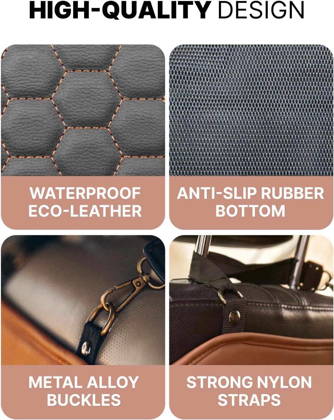 Owleys Premium Leather Car Seat Protector for Back Seat - Back Seat Cover for Kids - Car Kick Mat - Back of Seat Protector for Kids Feet Car Seat Back Protector - 1 Pc Hexy