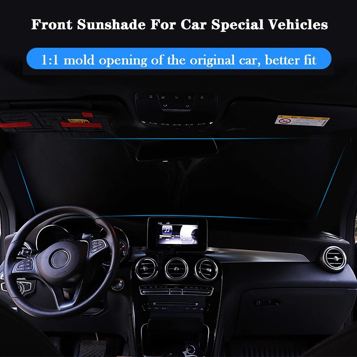Fits Ford Raptor F150 17-21, Windshield Sun Shade, Car Windshield Folding Sun Shade, Black Windshield Sun Shade, Car Sunshade