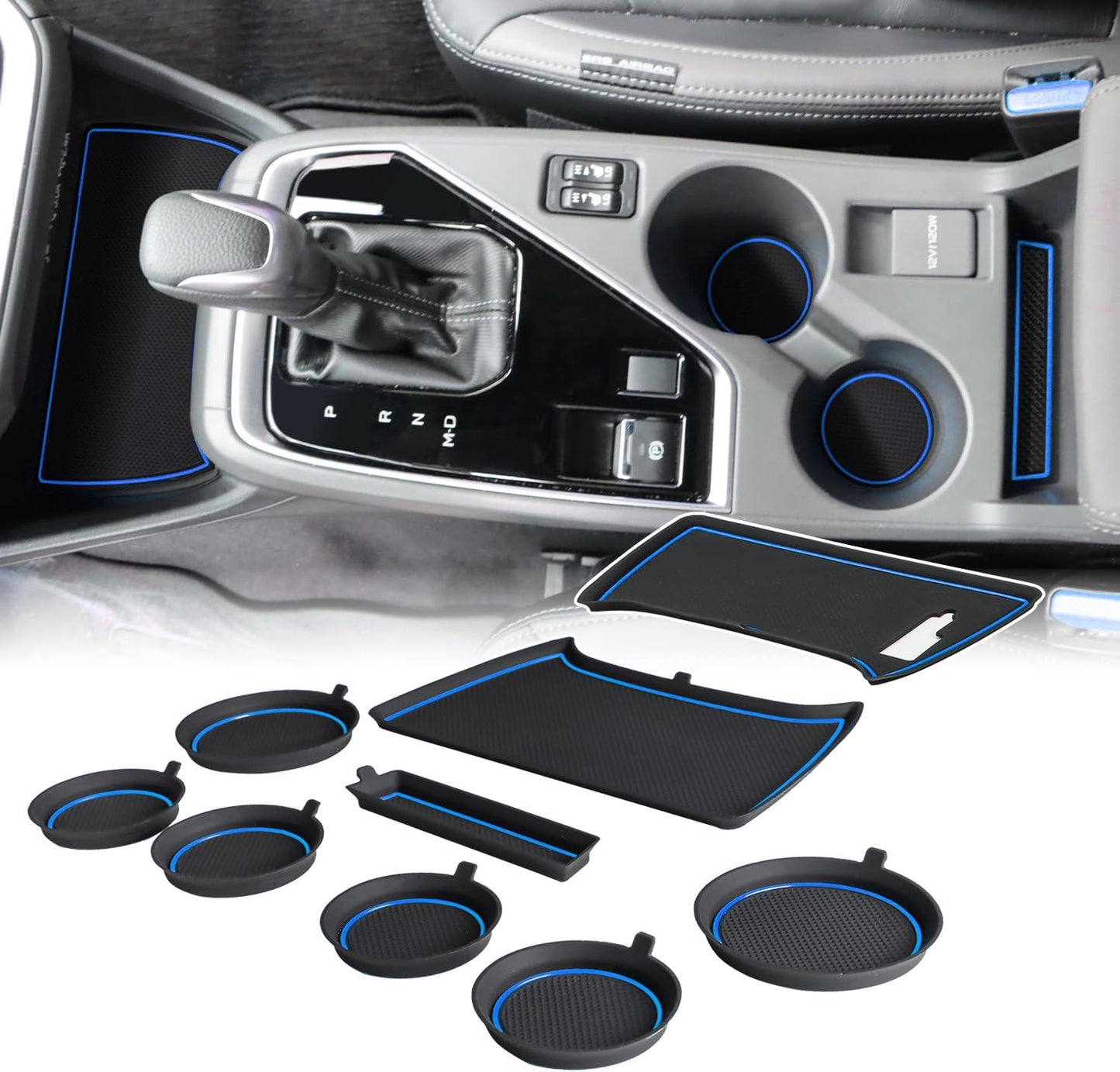 Auovo Cup Holder Inserts Liners Compatible with Subaru Crosstrek 2024 2025 Impreza Accessories Car Custom Center Console Door Pocket Mats Pads 19PCS (Gray Trim)
