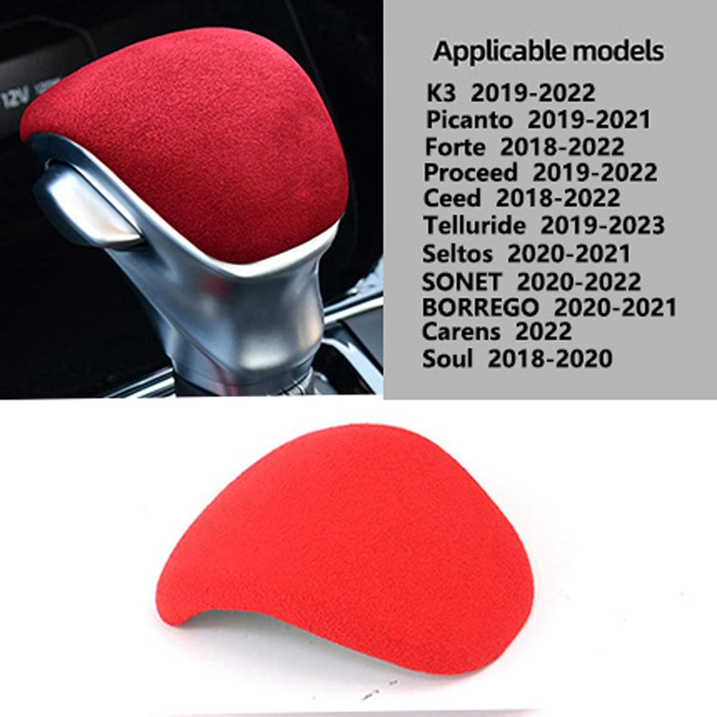 BeVaaL Suede Wrap Gear Shift Knob Sticker,for kIa K3 Picanto Forte Proceed Ceed Telluride Seltos SONET Carens Soul Accessories