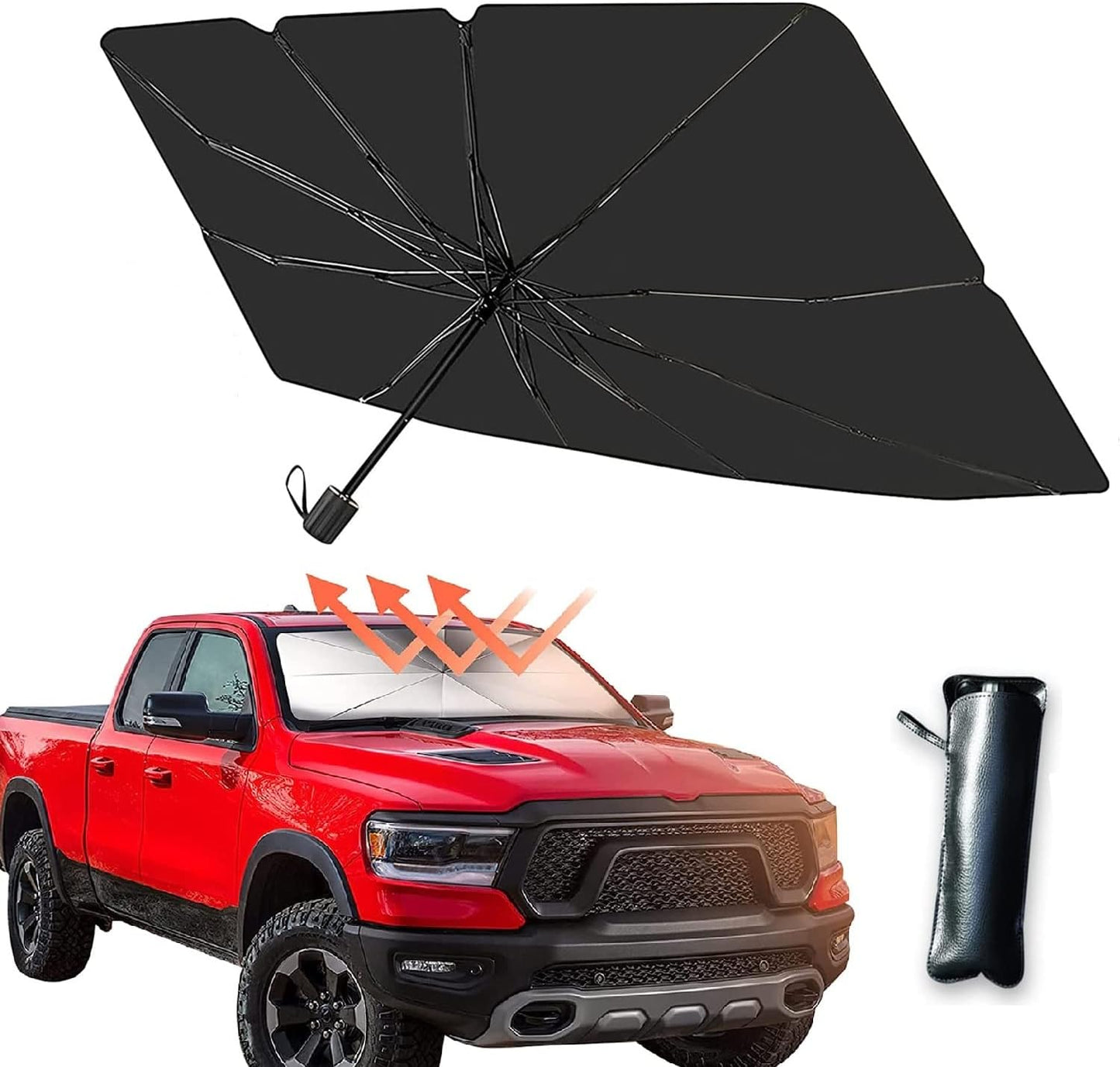 Car Windshield Sun Shade Umbrella,Foldable Car Windshield Sun Shade Umbrella,Windshield Sun Shade Umbrella,Car Umbrella Sun Shade Protect Vehicle from UV Sun and Heat (Large 57''x 31'')