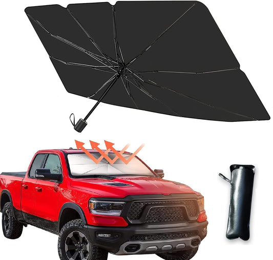 Car Windshield Sun Shade Umbrella,Foldable Car Windshield Sun Shade Umbrella,Windshield Sun Shade Umbrella,Car Umbrella Sun Shade Protect Vehicle from UV Sun and Heat (Large 57''x 31'')