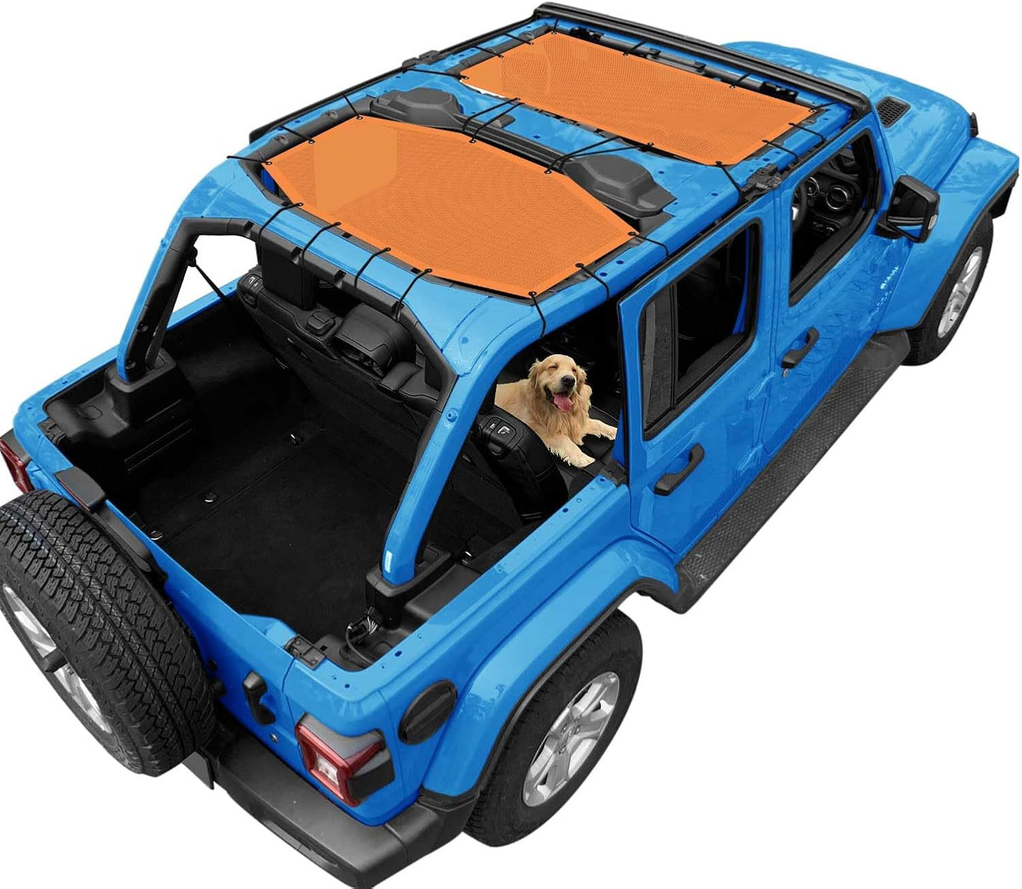 Coverspec JT Top Sun Shade Roof Compatible with Jeep Gladiator JT (2018-2023) 4 Door Jeep Sunshade Top Sunroof Bikini Cover- Blocks UV, Wind, Noise - Black Mesh for Full Length