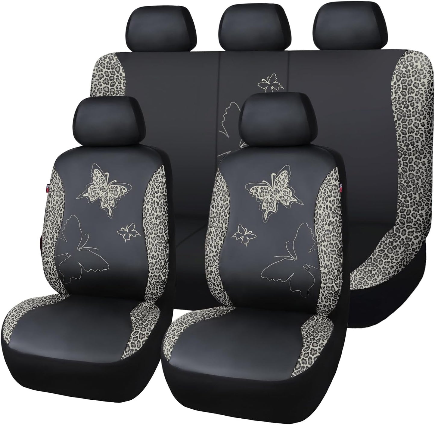 Flying Banner Butterfly car seat Covers ful Set Fashion Universal Lady Woman Female Rear Bench Split Colorized (Full Set, Purple)
