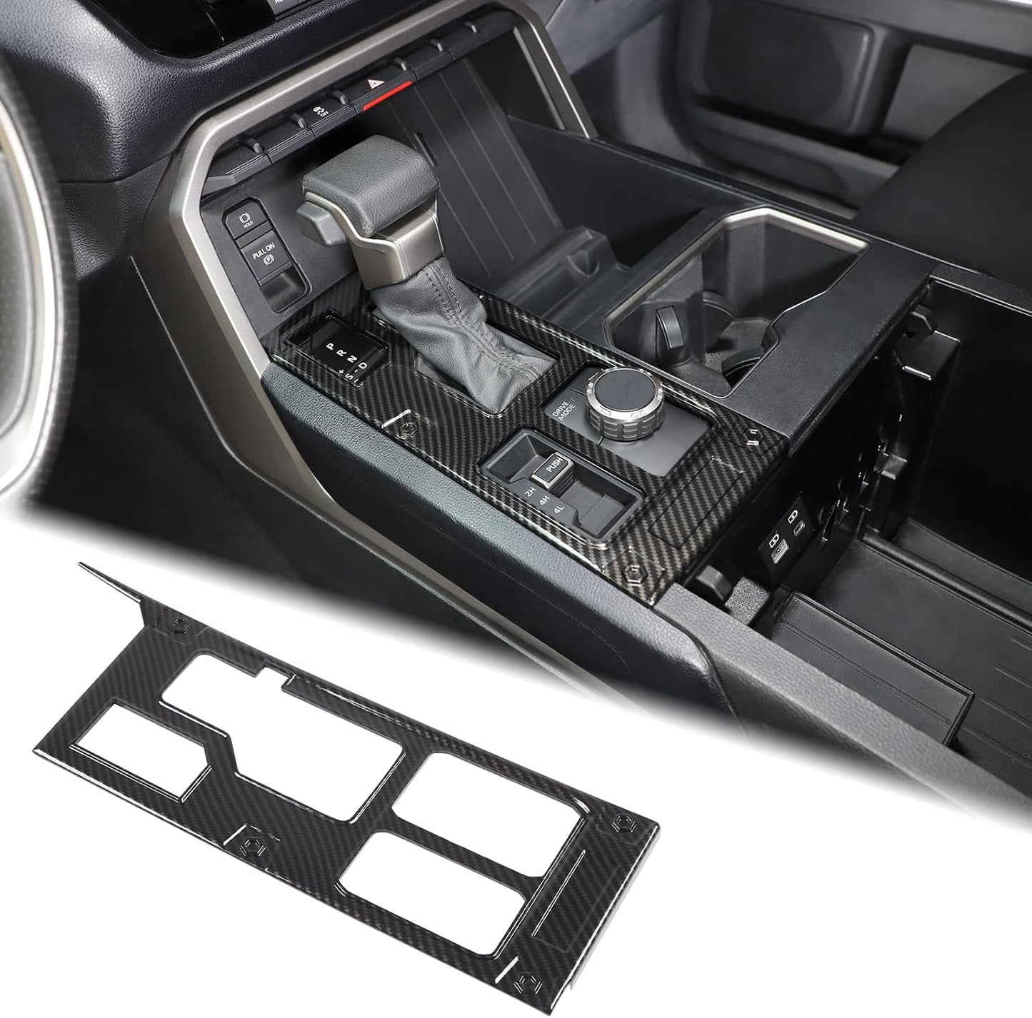 Aunginsy Central Control Gear Shift Panel Trim Cover Compatible with Toyota Tundra/Sequoia 2022-2024 Car Gear Shifter Console Anti-Scratch Panel Frame Protect Sticker with 4WD Accessories(Mech Style)