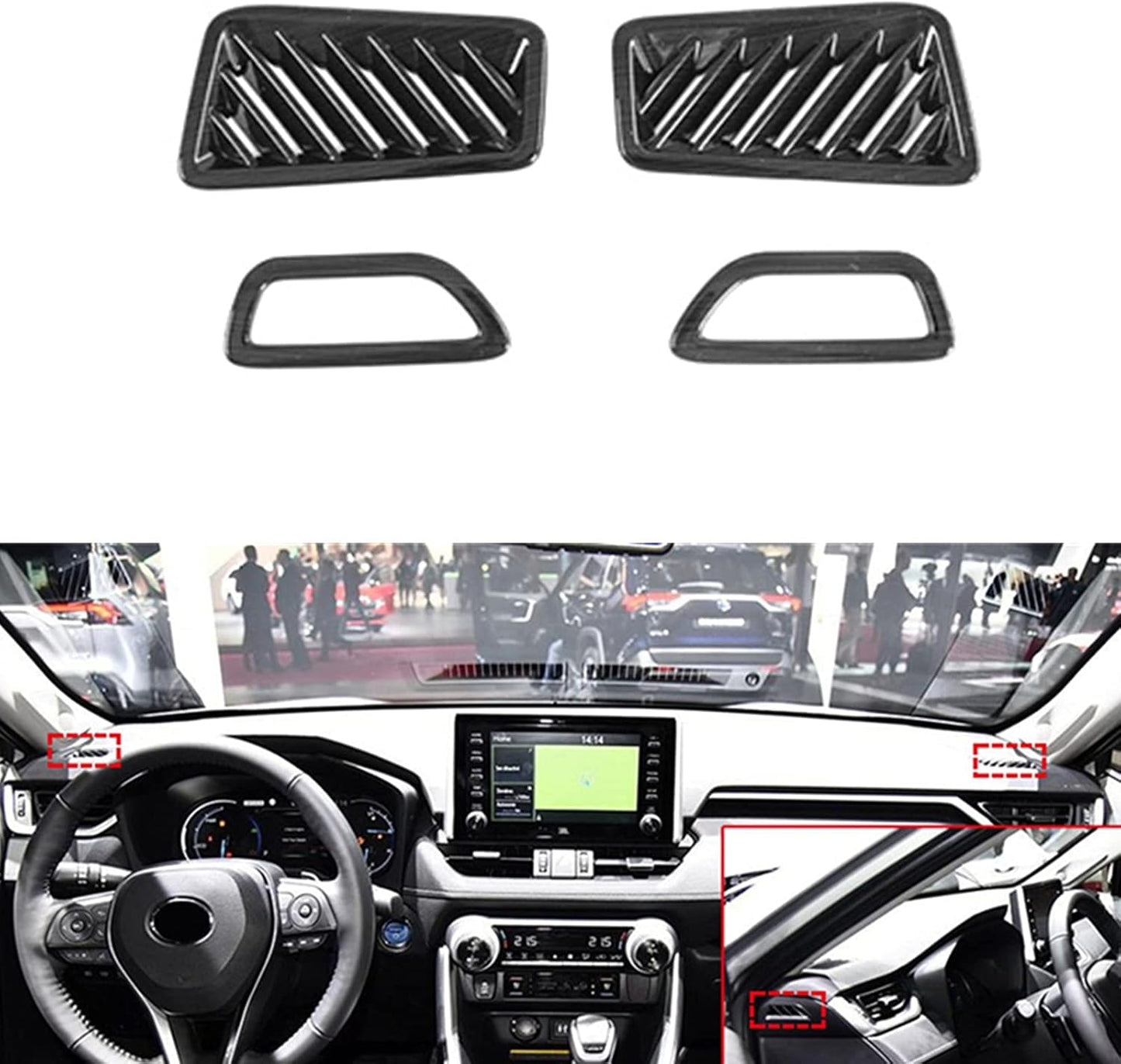 for RAV4 RAV 4 2019 2020 2021 2022 2023 2024 Car Door Lift Armrest Strip Side Door Handle Handles Cover Trim Interior Accessories Carbon Grain