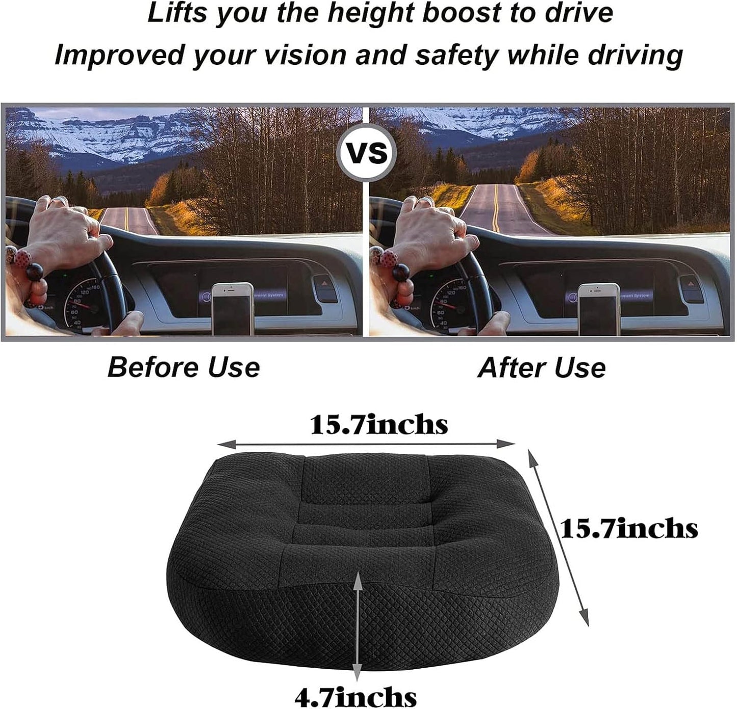 SJTDM Adult Car Booster Cushion Car Booster Seat Cushion Driver Posture Cushion for Short People Thickening Booster Cushion for Cars,Trucks,Offices