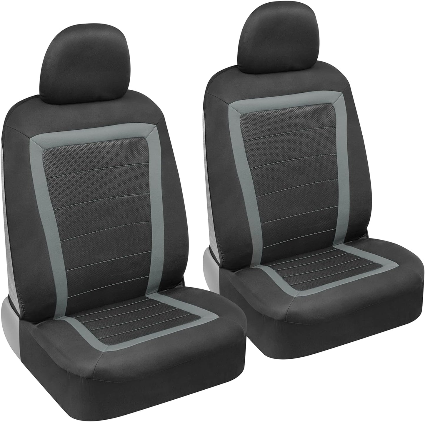 carXS FreshMesh Car Seat Covers Full Set with Charcoal Accent – Mesh Front Seat Covers with Split Bench Back Seat Protector, Interior Covers for Auto Truck Van SUV