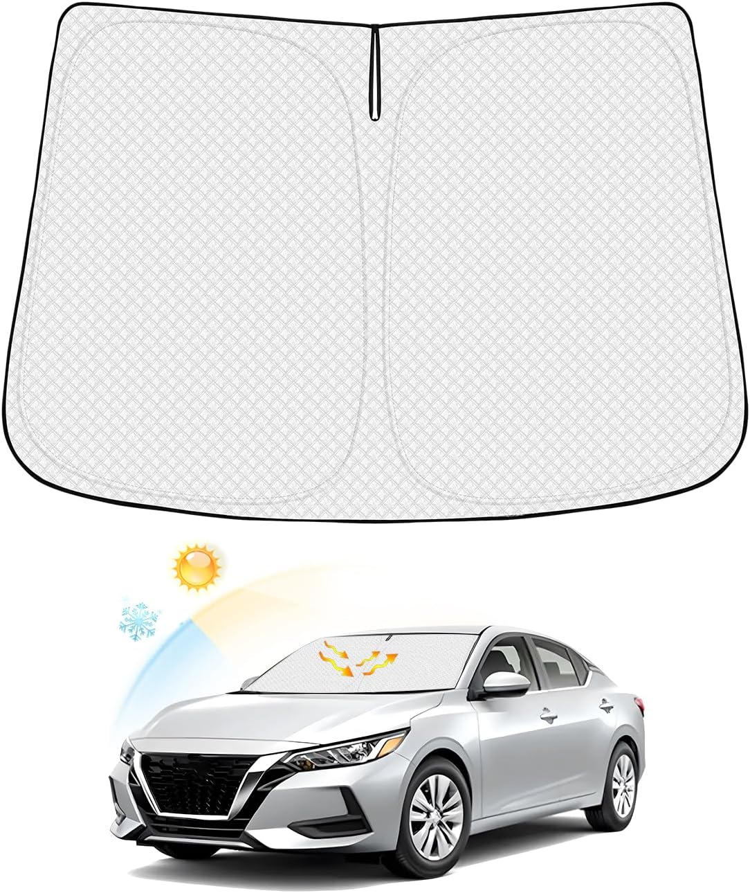 Canvcle Windshield Sun Shade for 2022-2024 2025 Kia Carnival Accessories Thicken 6-Layer Front Window Sunshade Cover Sun Visor Protector Foldable Block UV Rays Keep Vehicle Cool
