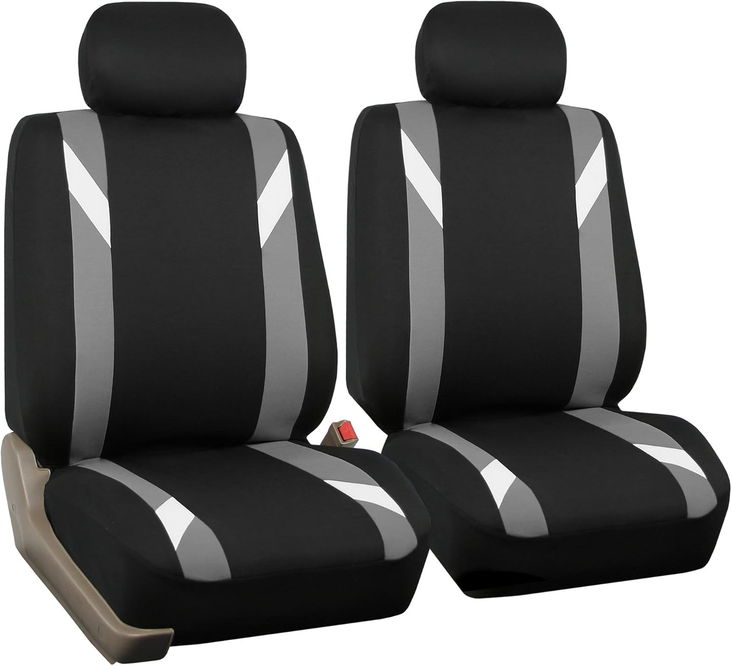 FH-FB066102 Fabric Bucket Seat Covers with Ornate Diamond Stitching White/Black