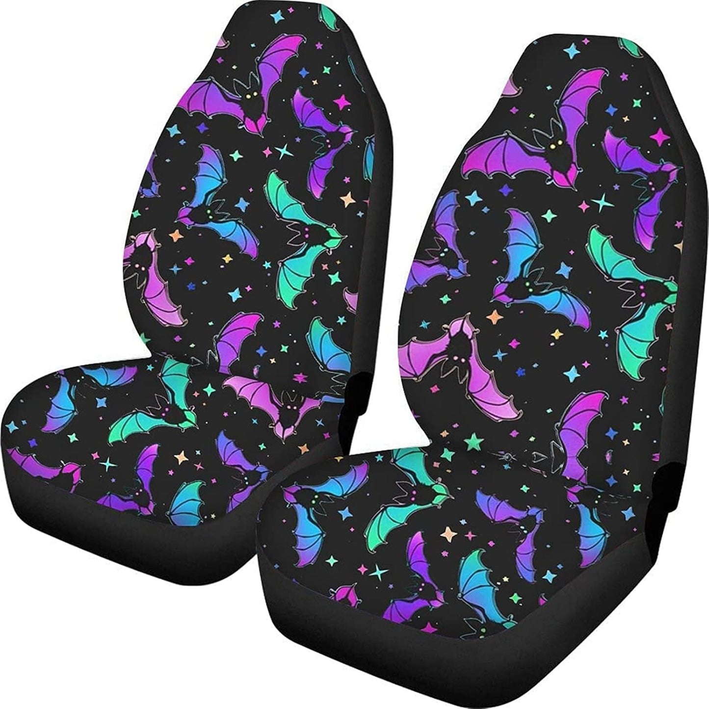KEIAHUAN Galaxy Owl Car Seat Cover for Women Men, 2 Packs High Back Bucket Universal Fit Auto Seat Covers for Cars, Trucks, SUV, or Van