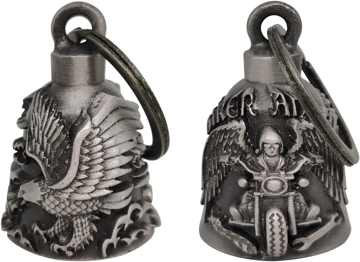 【2Pack】Motorcycle Bells for Biker Good Luck Guardian Riding Bells with Hanger Motorcycle Accessory or Keychain for Luck, Grim Reaper*2, Medium