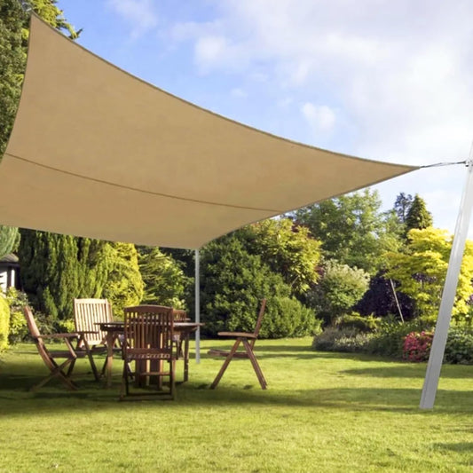 Lucky Monet Sun Shade Sail Rectangle Outdoor Canopy Cover 14ft x 14ft Sail Shade Waterproof UV Block Canopy Shade Cover for Patio Backyard Garden (Sand)