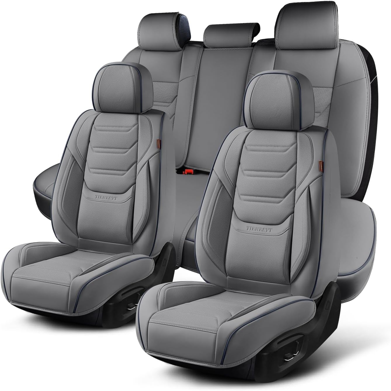 TIEHESYT Car Seat Covers Full Set, Breathable Leather Automotive Front and Rear Seat Covers, Car Seat Protectors Full Set, Compatible with Most Vehicles, SUV (Brown, Front Pair)