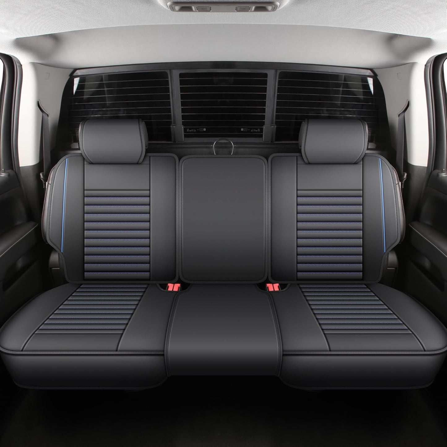 JOJOBAY Chevy Silverado Seat Covers,GMC Sierra Seat Covers,Custom Fit 2007-2024 1500 2500HD 3500HD Crew Double Extended Regular Cab,LT LZT RST Trail Boss(Front Pair,Black Red)