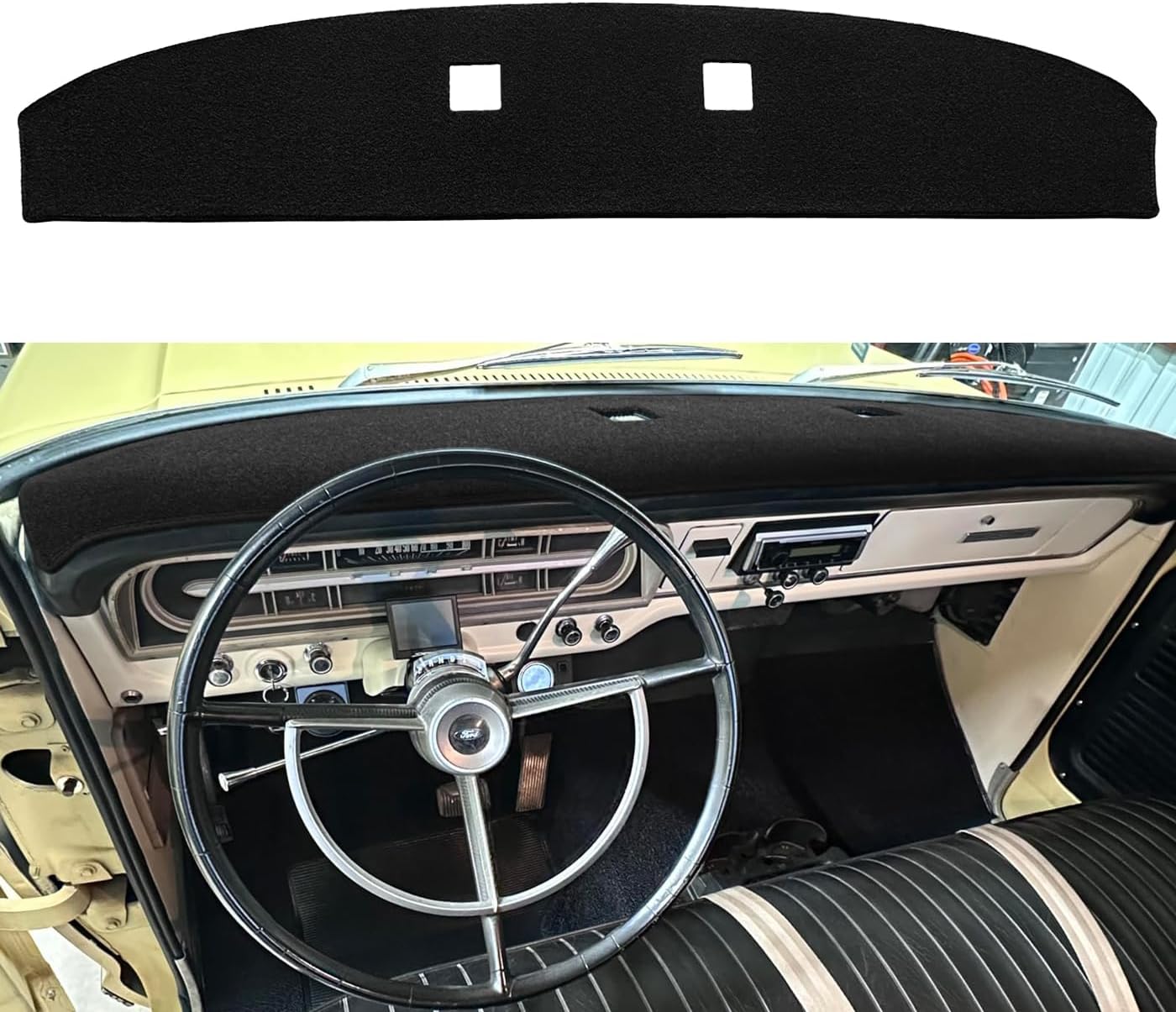 Fcovergurus Dash Cover Mat Custom Fit for Ford 1973-1979 F100 F150 F250 F350 Bronco Pickup Truck, Dashboard Cover Pad Carpet Protector (Black) F129